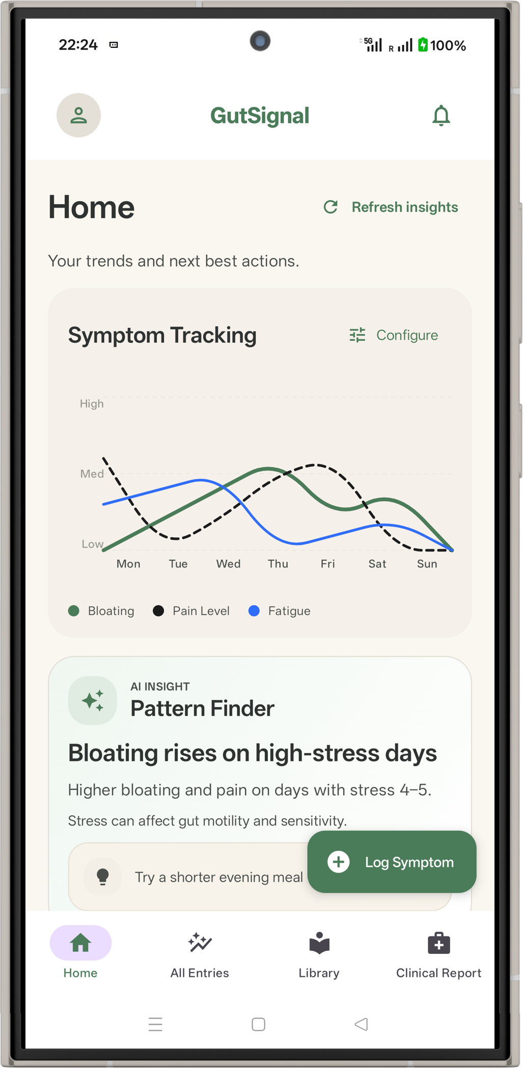 GutSignal Dashboard App Screenshot